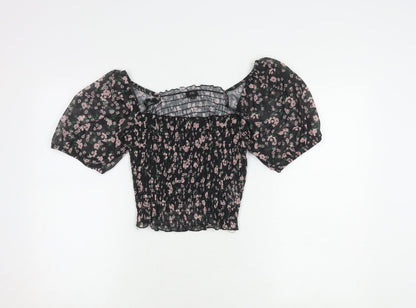 Womens UK Size 12 River Island Black Cropped Blouse