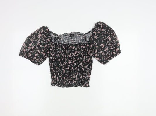 Womens UK Size 12 River Island Black Cropped Blouse