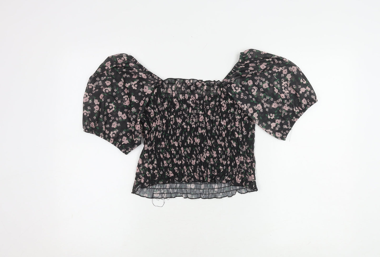 Womens UK Size 12 River Island Black Cropped Blouse