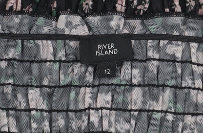 Womens UK Size 12 River Island Black Cropped Blouse