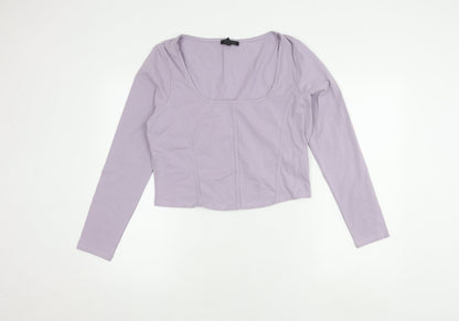 Womens UK Size 16 New Look Purple Cropped Blouse