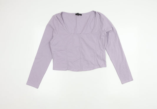 New Look Women's Purple Cotton Long Sleeve Top Size 16
