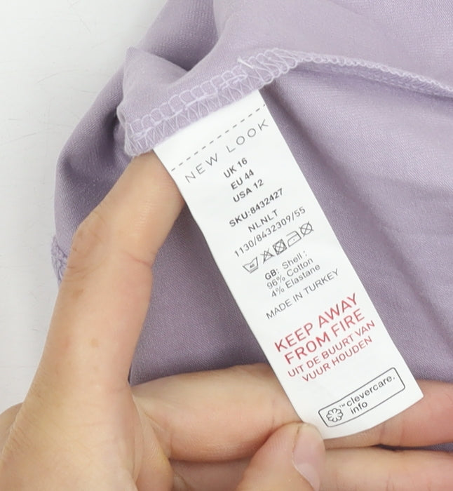 Womens UK Size 16 New Look Purple Cropped Blouse