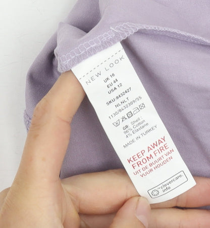 Womens UK Size 16 New Look Purple Cropped Blouse