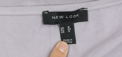 Womens UK Size 16 New Look Purple Cropped Blouse