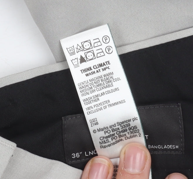 Marks and Spencer Men's Grey Dress Pants 36 Long Regular