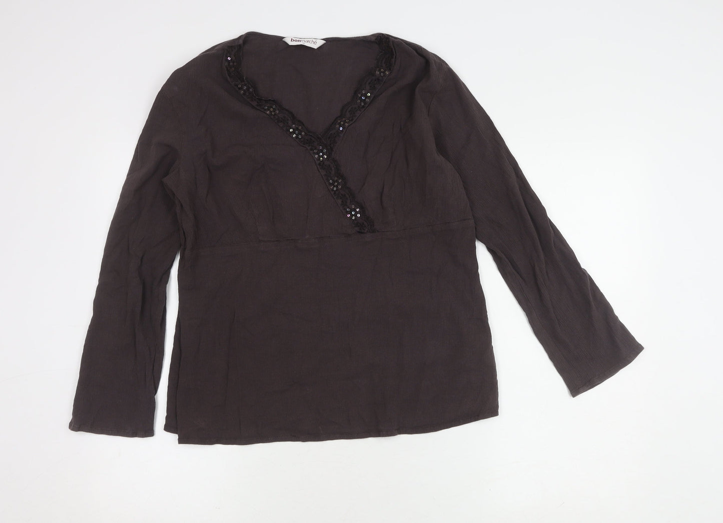 Bonmarché Women's Brown V-Neck Sequin Tunic Size 18