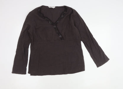 Bonmarché Women's Brown V-Neck Sequin Tunic Size 18