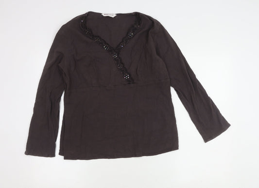 Bonmarché Women's Brown V-Neck Sequin Tunic Size 18