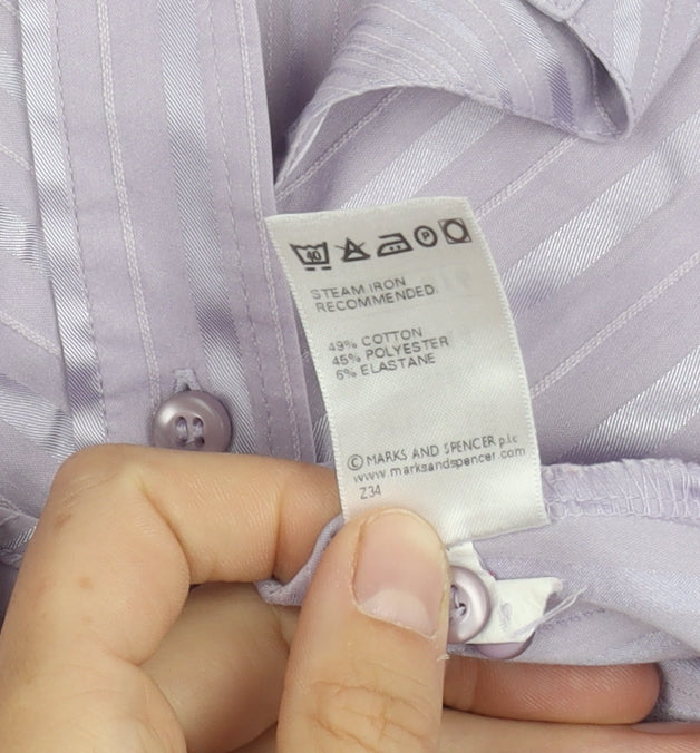 Womens UK Size 14 Marks and Spencer Purple Basic Button-Up