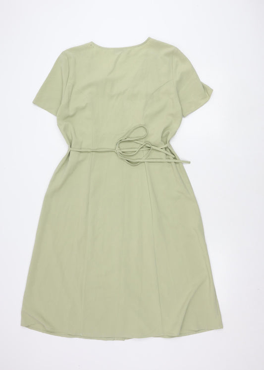 BHS Women's Green Floral Embroidered Dress Size 12