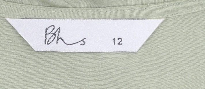 BHS Women's Green Floral Embroidered Dress Size 12