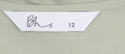 BHS Women's Green Floral Embroidered Dress Size 12