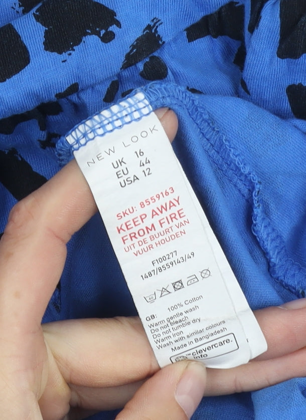 New Look Women's Blue Animal Print Top Size 16