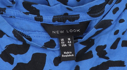 New Look Women's Blue Animal Print Top Size 16