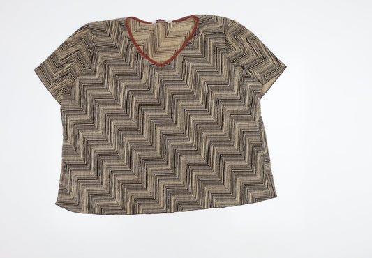 Bonmarché Women Beige Geometric Blouse Size 20