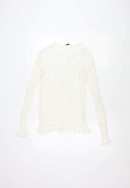 Zara Trafaluc Women's White Crochet Top Size 8