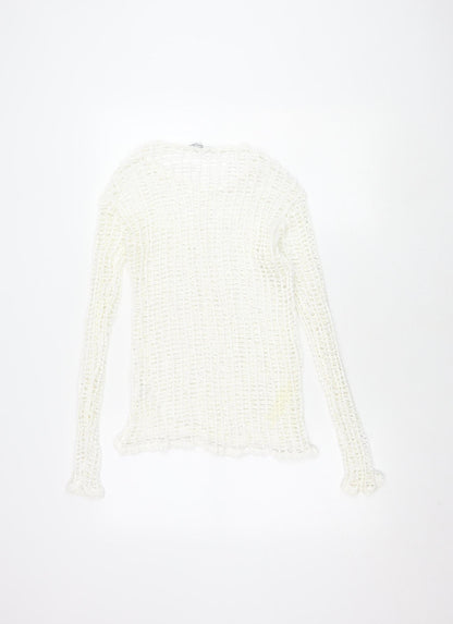 Zara Trafaluc Women's White Crochet Top Size 8