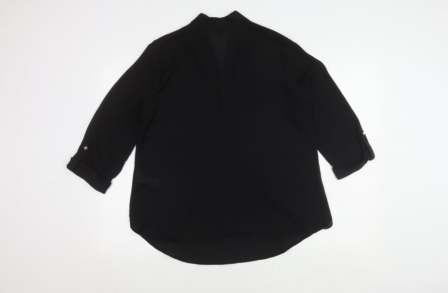 New Look Women's Black Blouse Size 16 with V-Neck