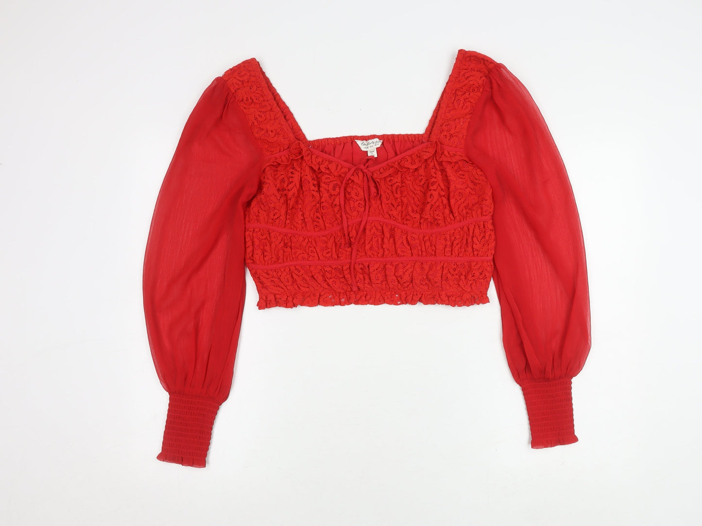 Womens UK Size 10 Miss Selfridge Red Cropped Blouse