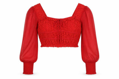 Womens UK Size 10 Miss Selfridge Red Cropped Blouse