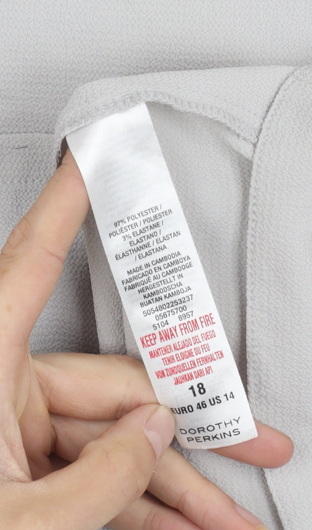 Womens UK Size 18 Dorothy Perkins Grey Basic Blouse
