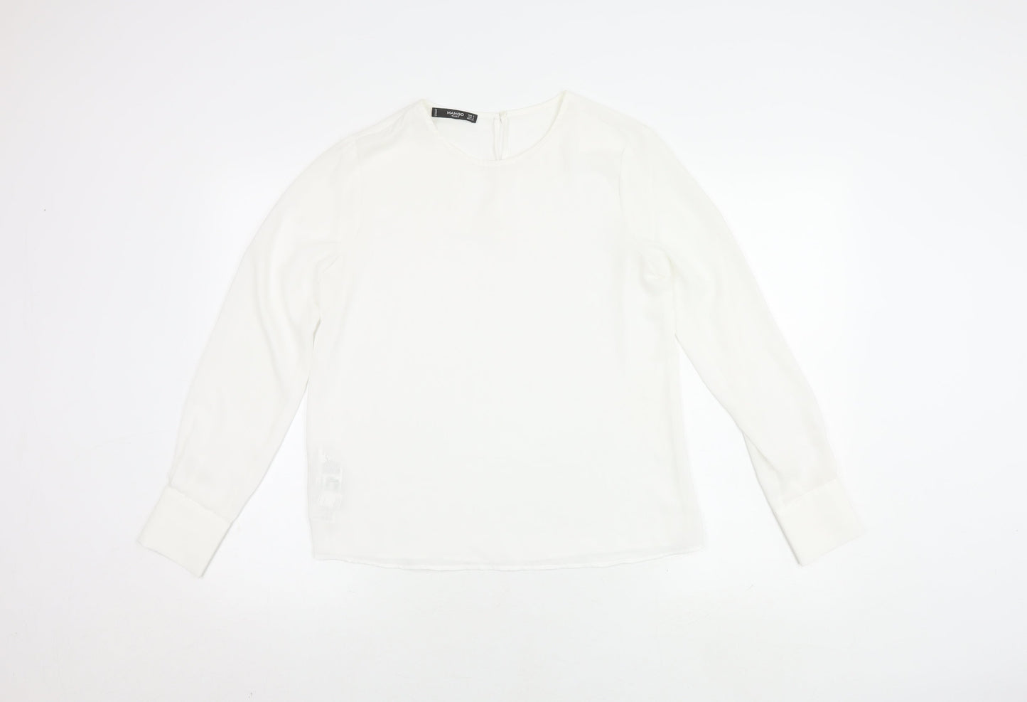 Womens UK Size S Mango White Basic T-Shirt