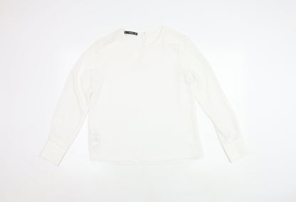 Womens UK Size S Mango White Basic T-Shirt