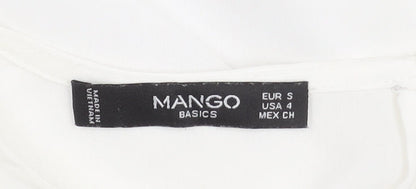 Womens UK Size S Mango White Basic T-Shirt