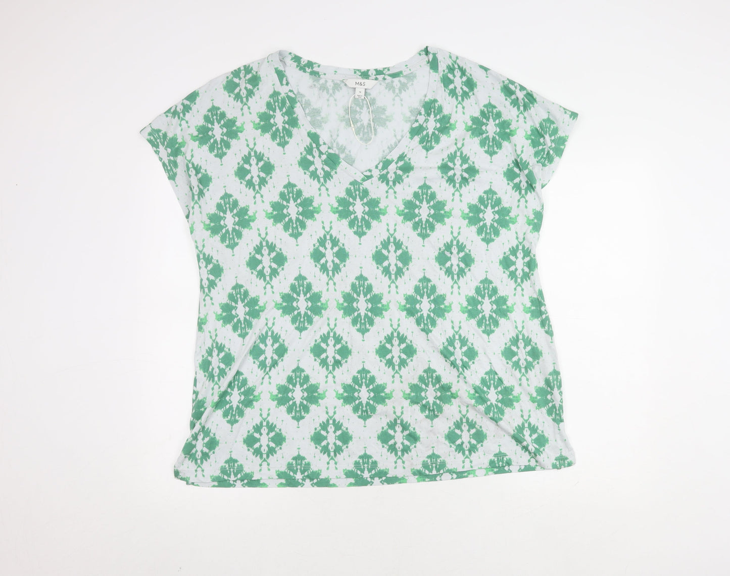 Womens UK Size 16 Marks and Spencer Green Basic T-Shirt