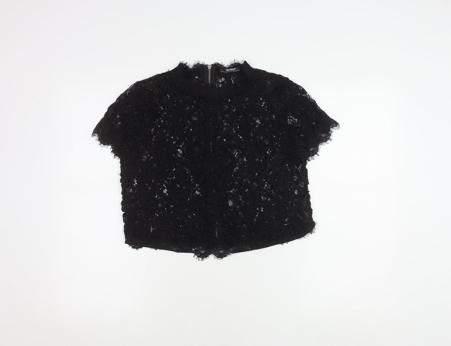 Womens UK Size XS Zara Black Cropped Blouse