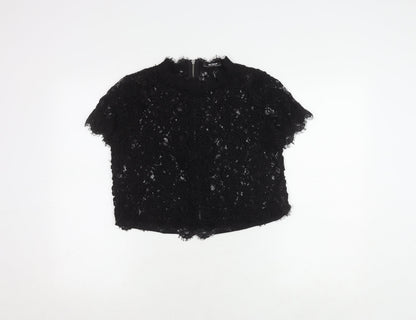 Womens UK Size XS Zara Black Cropped Blouse