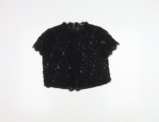Womens UK Size XS Zara Black Cropped Blouse