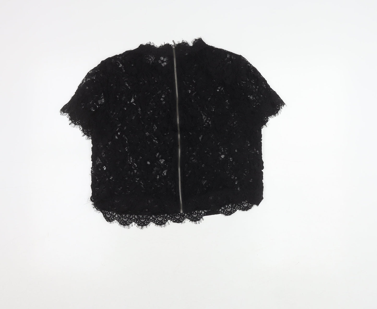 Womens UK Size XS Zara Black Cropped Blouse