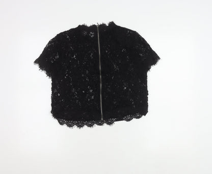 Womens UK Size XS Zara Black Cropped Blouse