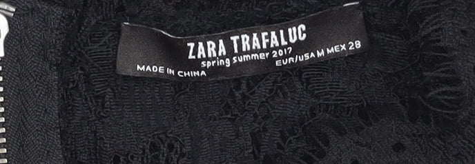 Womens UK Size XS Zara Black Cropped Blouse