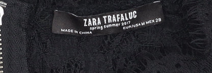 Womens UK Size XS Zara Black Cropped Blouse