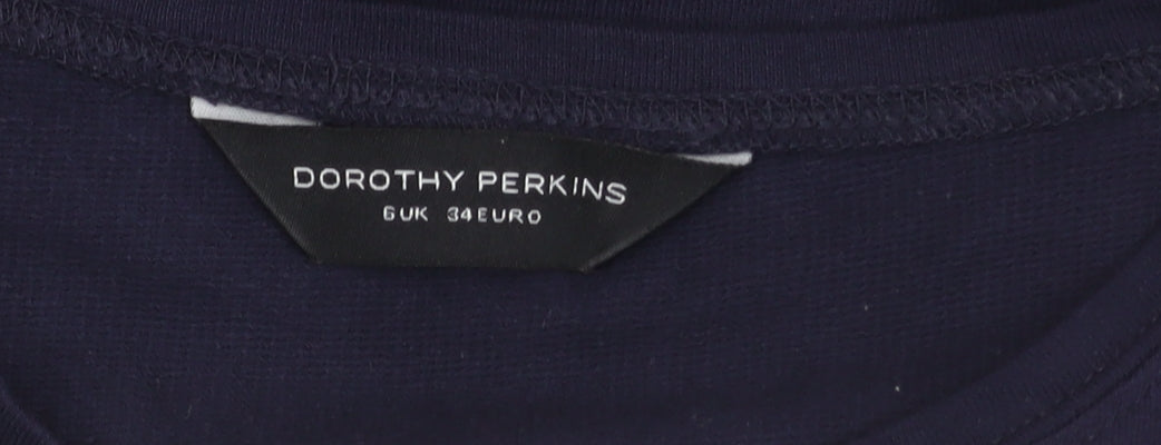 Womens UK Size 6 Dorothy Perkins Blue Basic T-Shirt