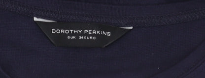 Womens UK Size 6 Dorothy Perkins Blue Basic T-Shirt
