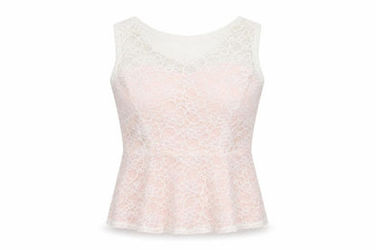 Mori Lee Women's Pink Lace Sleeveless Top, Size 16