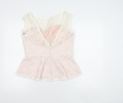 Mori Lee Women's Pink Lace Sleeveless Top, Size 16