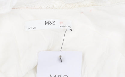 Marks and Spencer Girls Ivory Lace Sleeveless Dress 10-11 Years