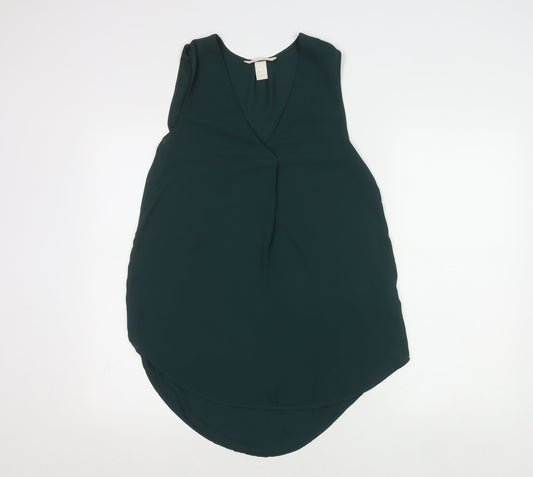 Womens UK Size 6 H&M Green Tunic Blouse