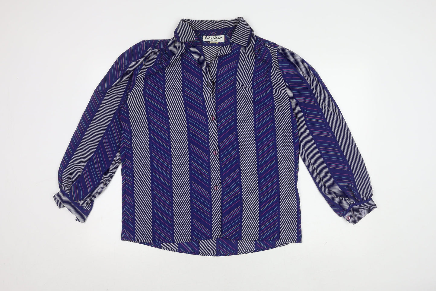 Clarissa Women's Blue Striped Button-Up Shirt Size 10
