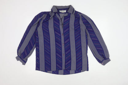 Clarissa Women's Blue Striped Button-Up Shirt Size 10