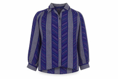 Clarissa Women's Blue Striped Button-Up Shirt Size 10