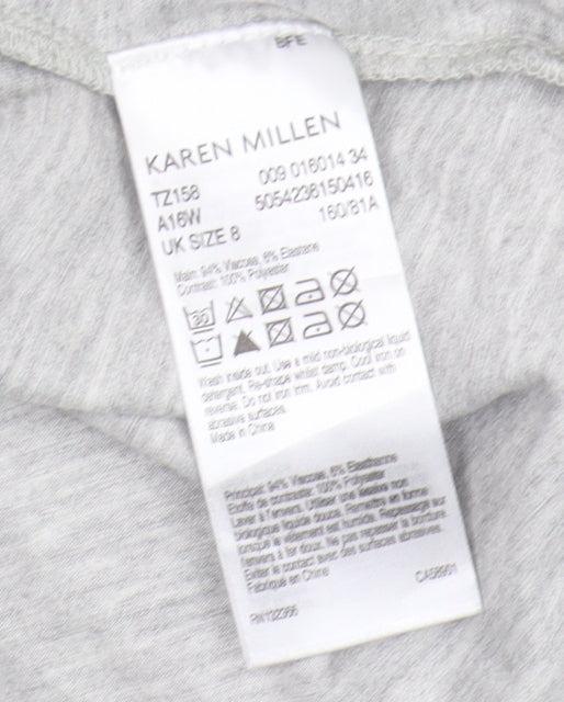 Karen Millen Women’s Grey High Neck T-Shirt, Size 8