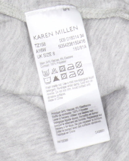 Karen Millen Women’s Grey High Neck T-Shirt, Size 8