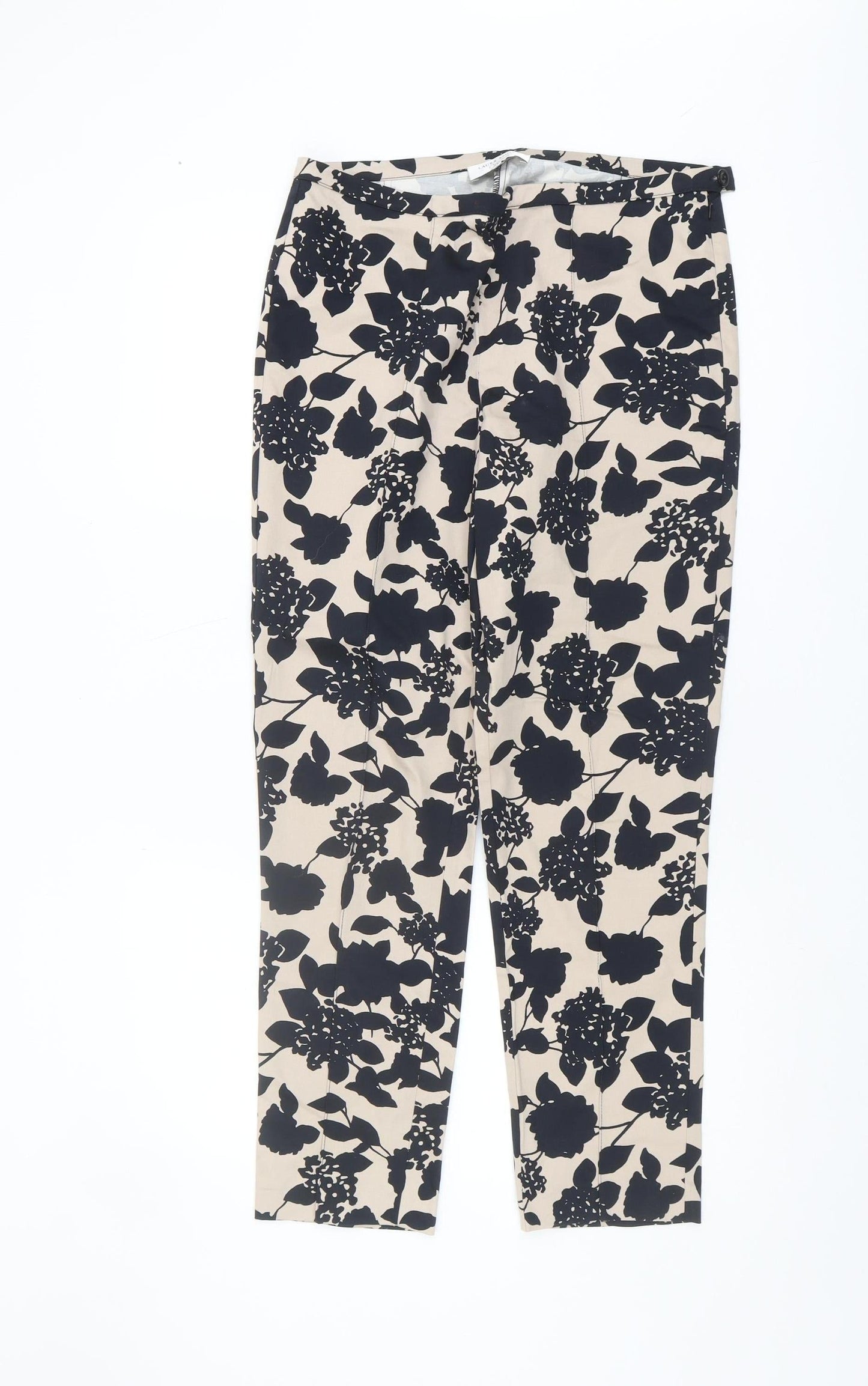 Laura Ashley Women's Beige Floral Trousers, Size 12