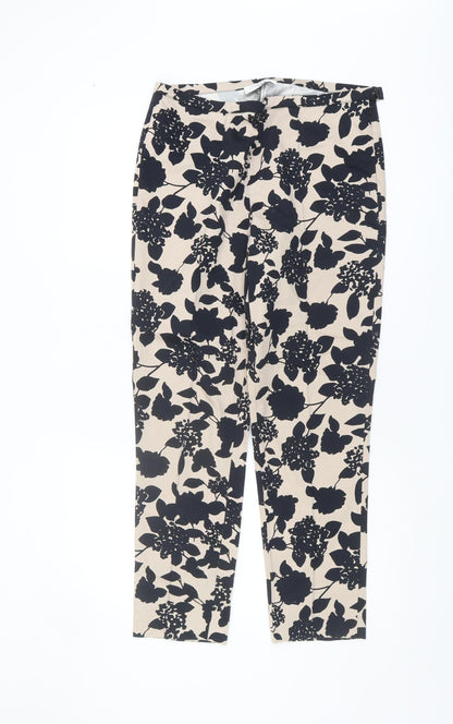 Laura Ashley Women's Beige Floral Trousers, Size 12